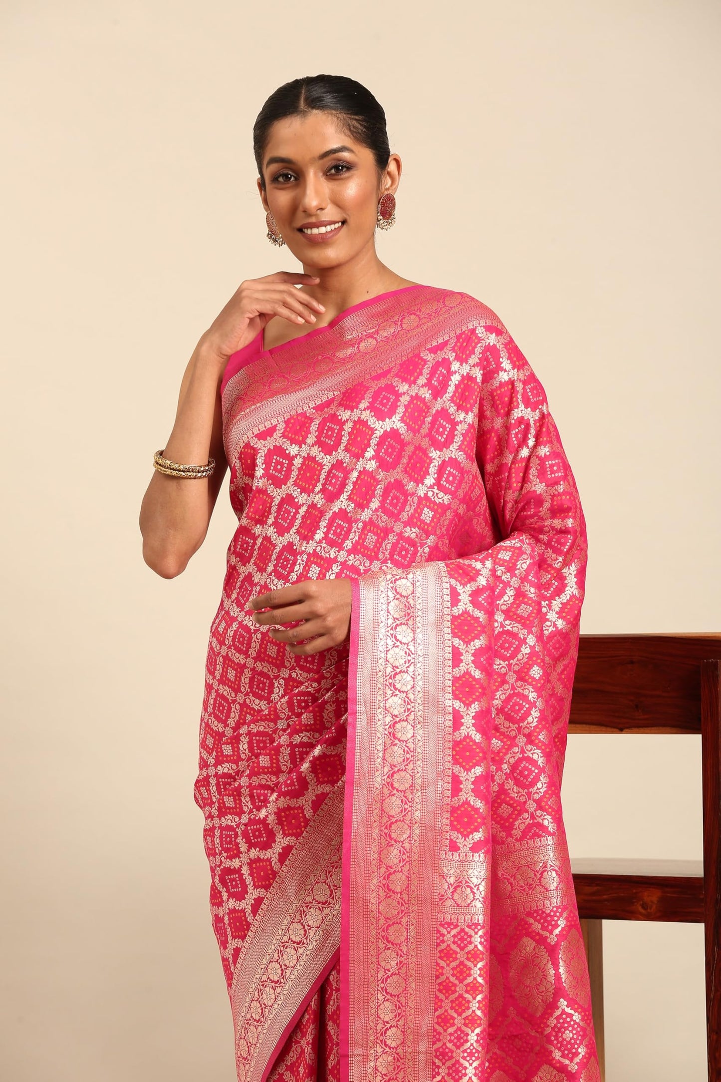 MOHEY Women's Rani Art Silk Weave Saree (RANI)