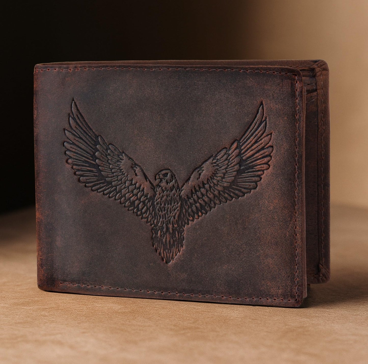 URBAN FOREST Zeus Vintage Brown Leather Bi-Fold Wallet for Men, 6 Card Slot