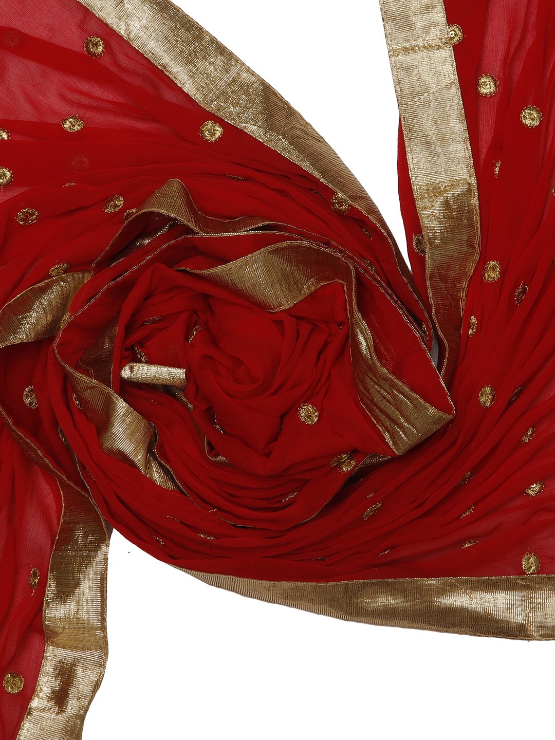 DUPATTA BAZAAR Red Embroidered Chiffon Dupatta/Dulhan Dupatta.