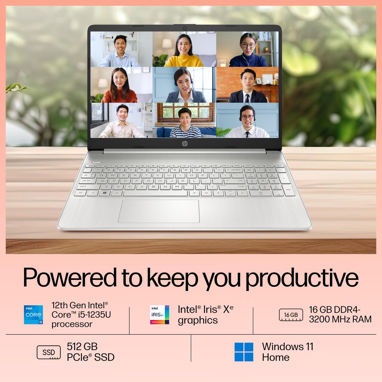 HP 15s, 12th Gen Intel Core i5-1235U,16GB DDR4, 512GB SSD (Win11, Office21, Silver, 1.69kg) Anti-Glare,15.6-inch(39.6cm), FHD Laptop, Intel Iris Xe Graphics, Backlit KB, HD Camera, fq5330TU