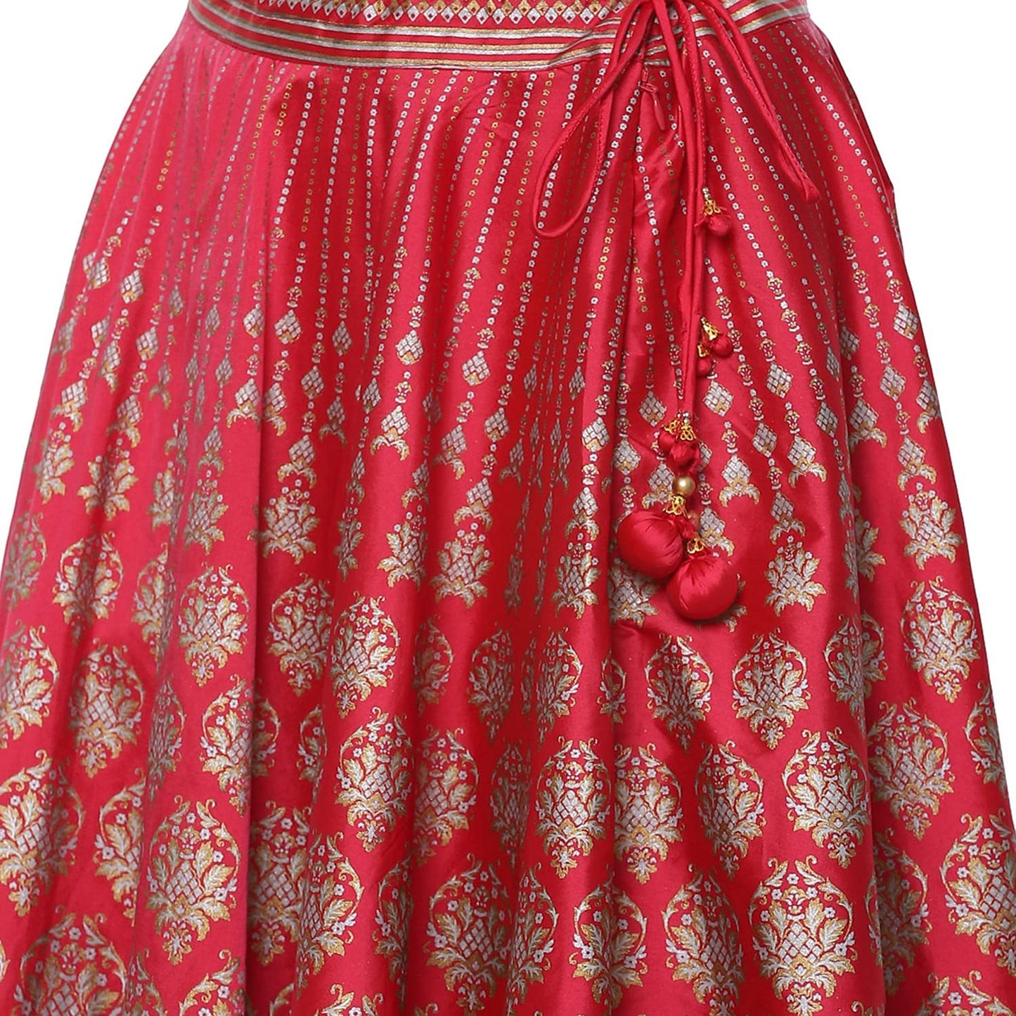 BIBA WOMEN PRINTED FLARED SALWAR KURTA DUPATTA(SKDFESTIVE 8249_FUCHSIA_32)