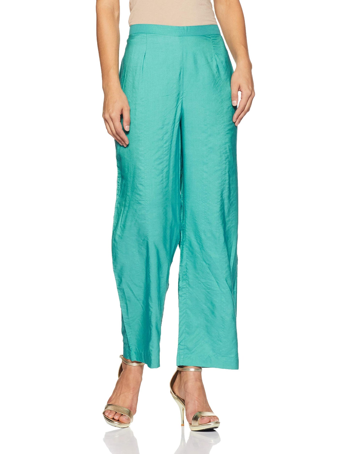 Satya Paul Women's Art Silk Salwar Suit Set (GT1161000_Aqua/Sea Green_Large_Aqua/Sea Green_L)