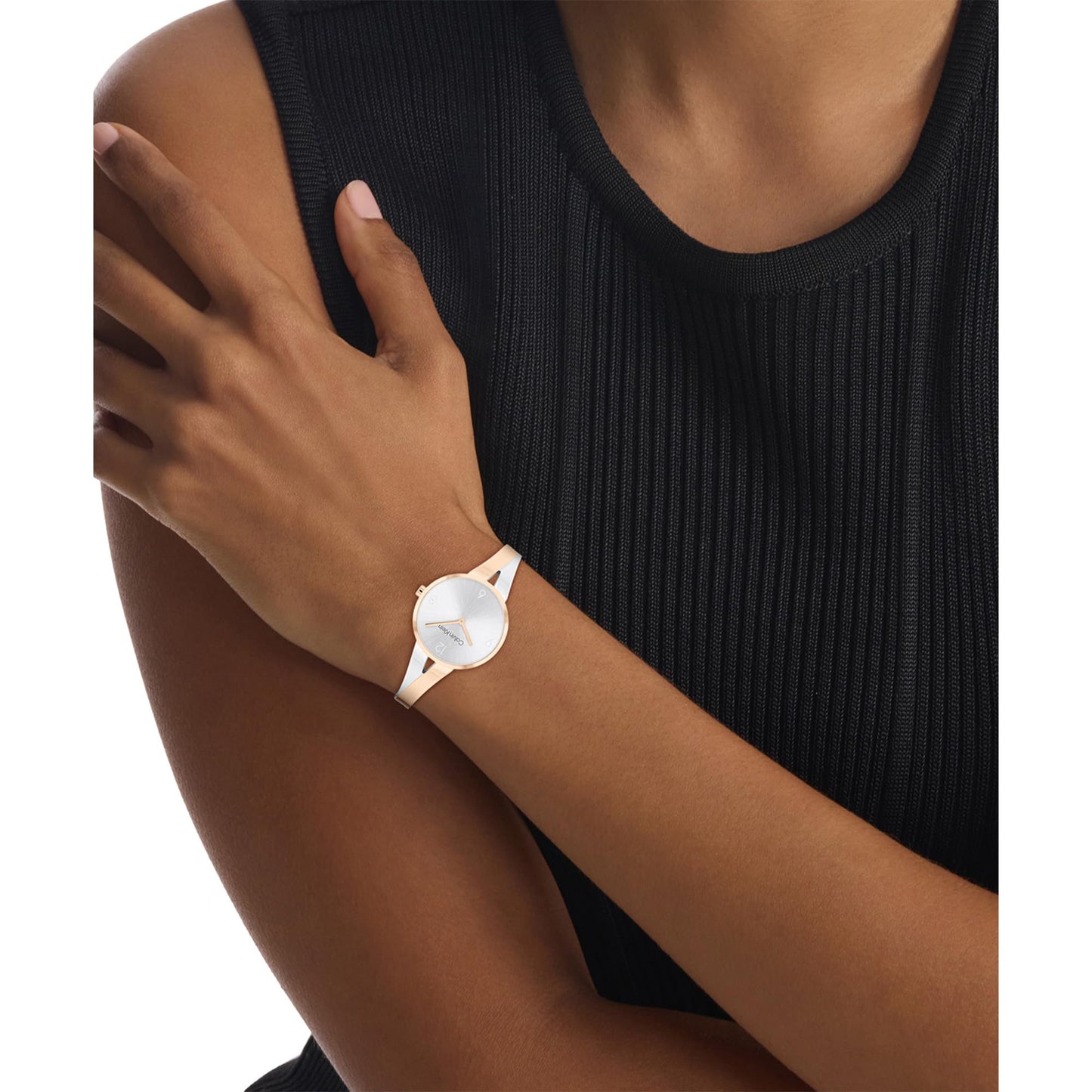 Calvin Klein Joyful Qtz Basic Silver White Round Dial Women's Watch|Two Tone Stainless Steel Material|Silver Color Band - 25100028