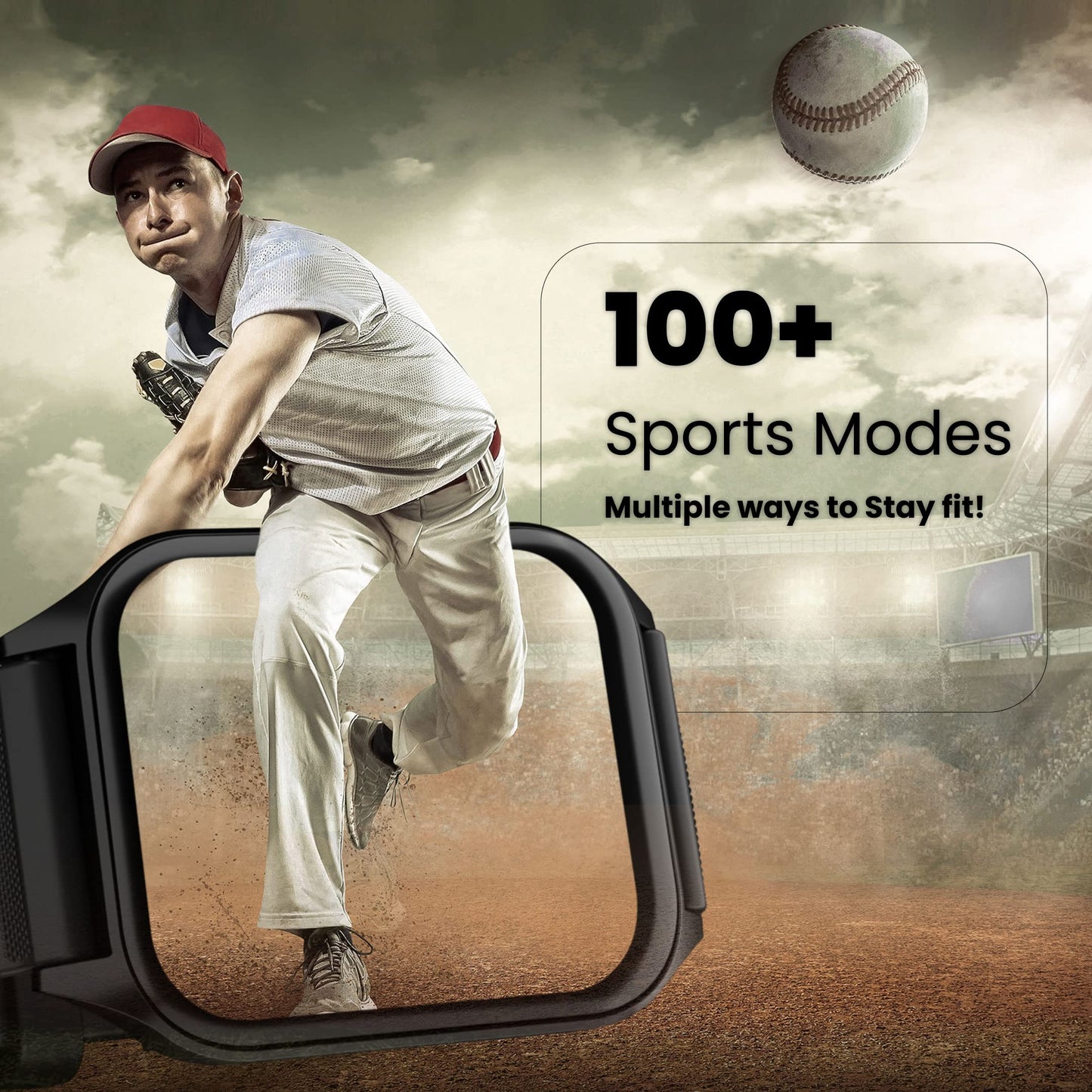 HAMMER Stroke 1.96" Calling Smart Watch with Strong Metallic Body, in Built Games, 100+ Sports Modes, Customized Watchfaces (Black)