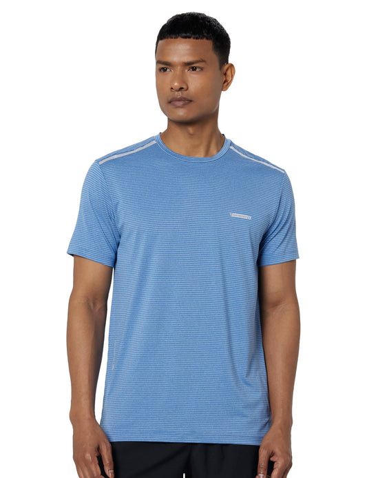 Van Heusen Performance Men T-Shirt - Polyester Spandex - Swift Dry, Crew Neck, Mesh Ventilation_61006_Swiss Blue_L