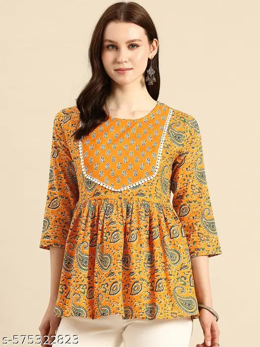 A&K Floral Print Pure Cotton Peplum Top