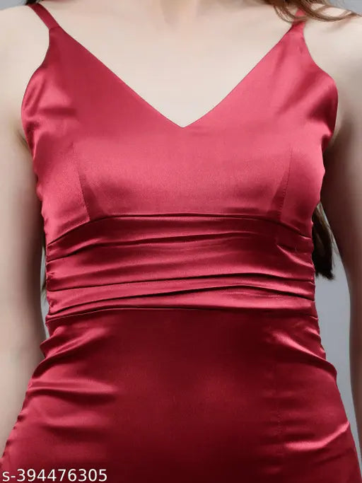 Side Slit Satin Dress