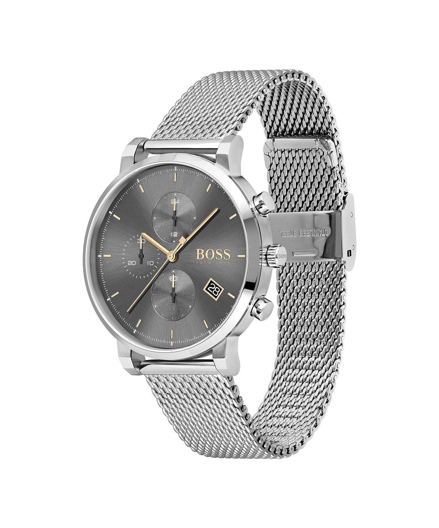 BOSS Hugo Stainless Steel Analog Grey Dial Men Watch-1513807, Silver Band