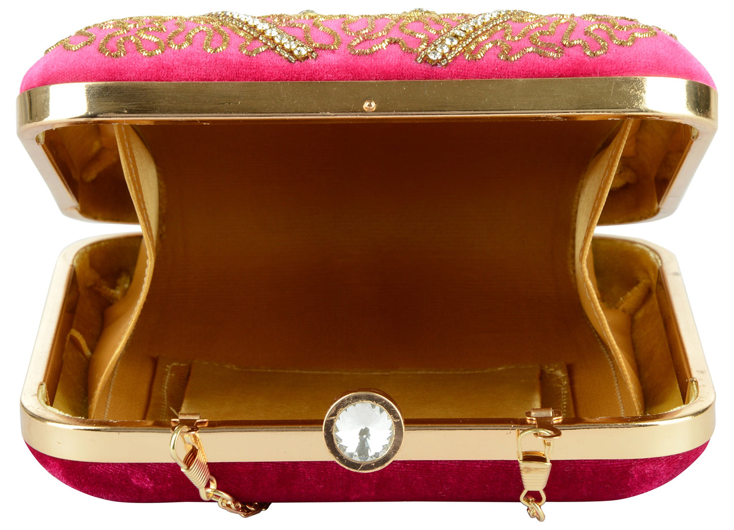 TOOBA Women's Oval Stone Square Box Clutch (Hot Pink, rani oval stone 6x6)