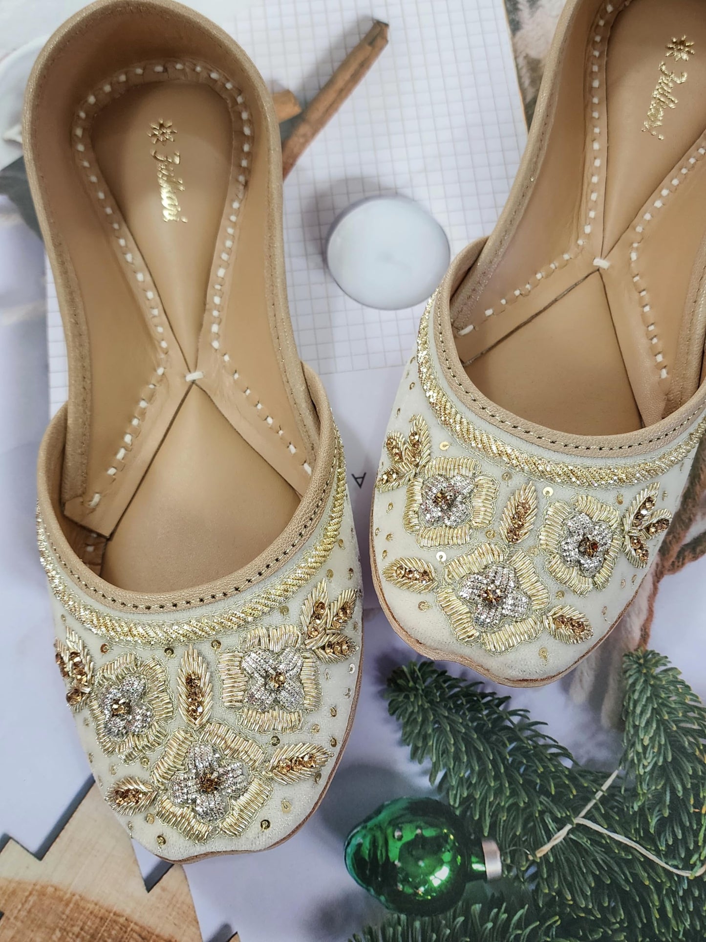 Fulkari Formal Shoes for Women – Elegant & Comfortable Office Wear, Stylish Leather Finish, Cushioned Insole, Ideal for Work, Business Meetings & Formal Events (Beige Gold,Size-7)