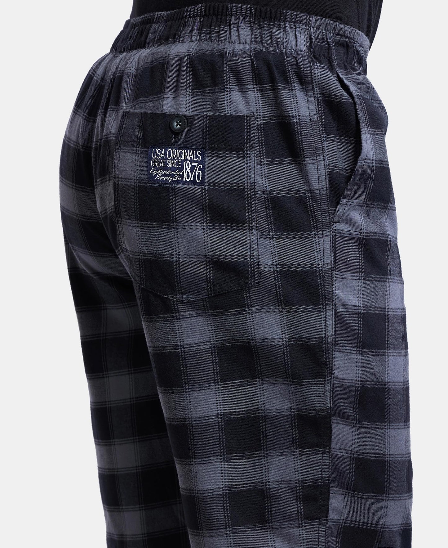 Jockey Men's Regular Fit Shorts (US88-01_Charcoal & Blue_L)