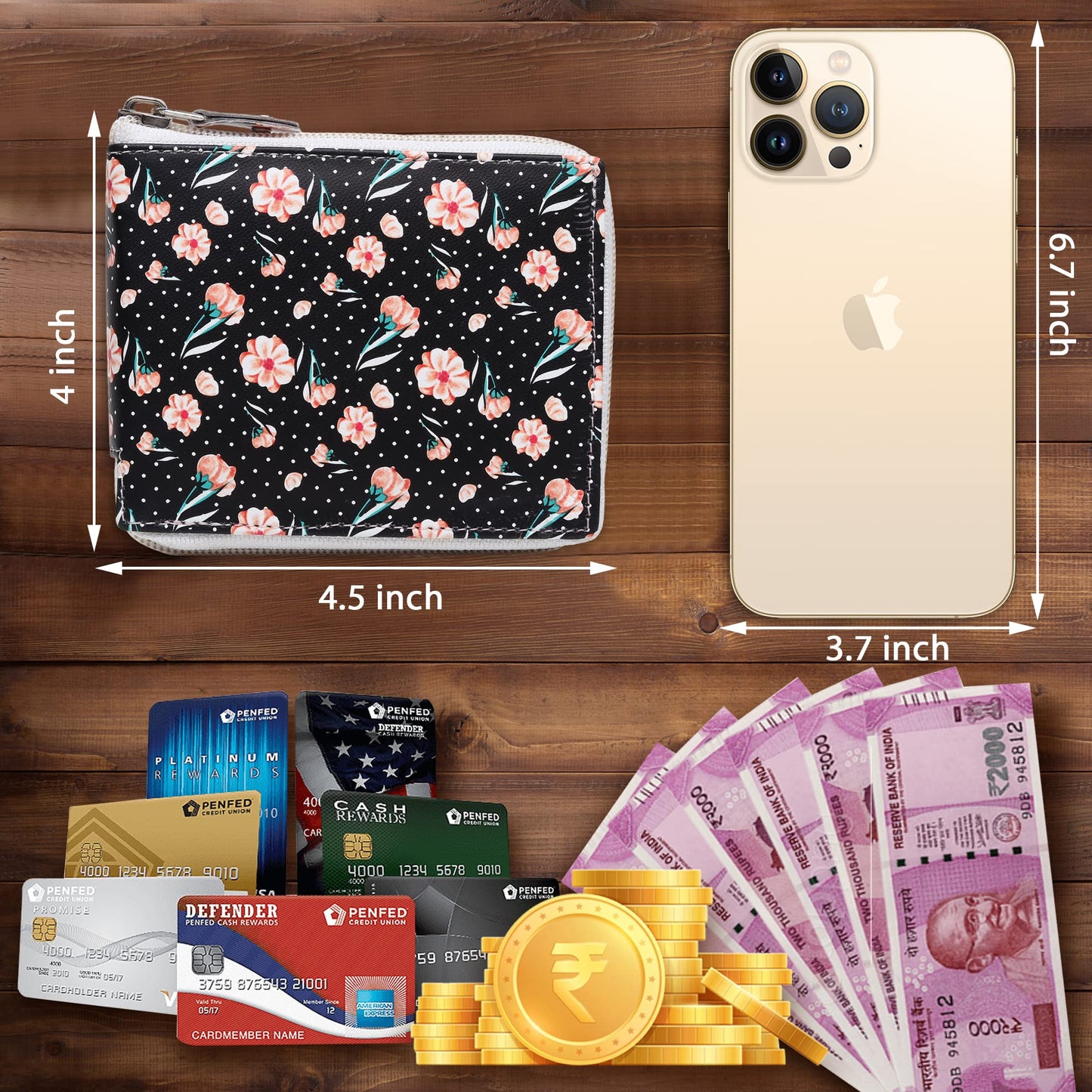 TnW Small Women's Wallet -PU Leather Multi Wallets | Credit Card Holder | Coin Purse Zipper -Small Secure Card Case/Gift Wallet for Women