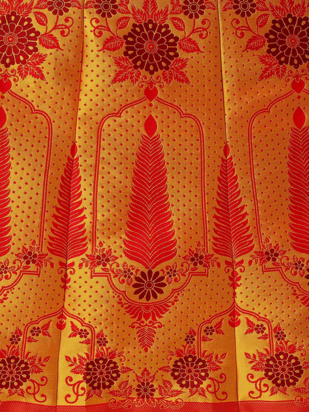 SWAMI STUDIO Womens Banarasi Silk Readymade Lehenga Choli (GOLD), FREE