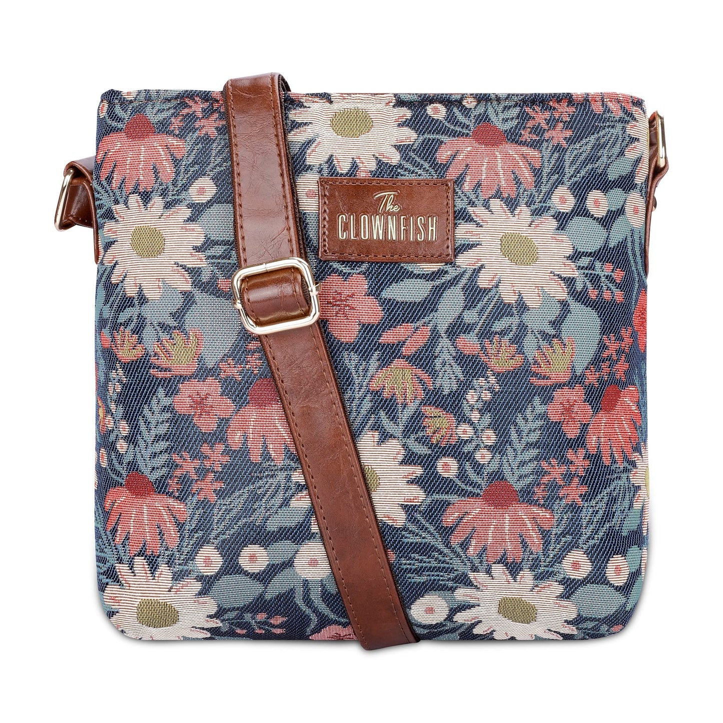 THE CLOWNFISH Linda Series Sling for Women Casual Ladies Single Shoulder Bag For Women Crossbody Bag for College Girls (Purple-Floral)