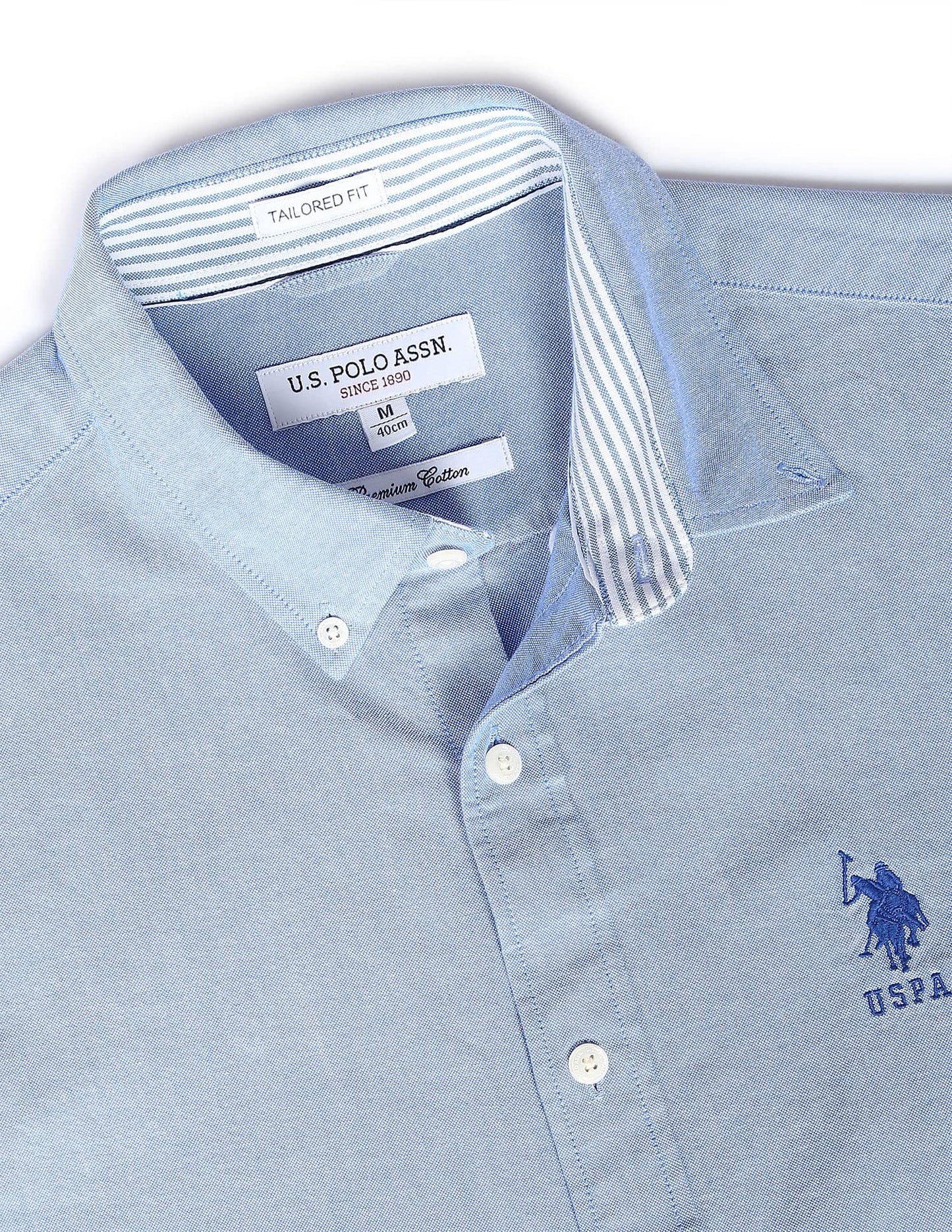 U.S. POLO ASSN. Mens Fs Solid Regular Fit Shirts (Usshtc0065_Blue_M)