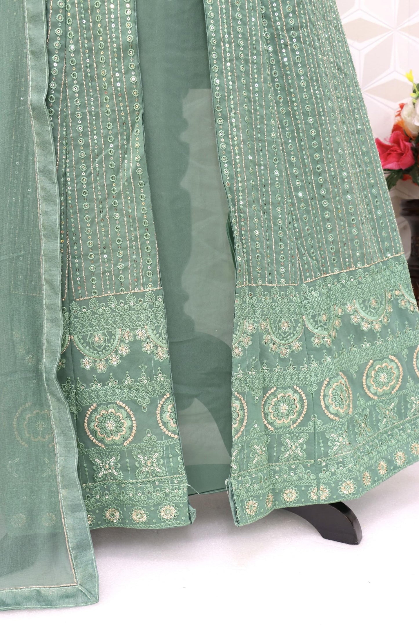 RUDRAPRAYAG Women Maxi Gown Green