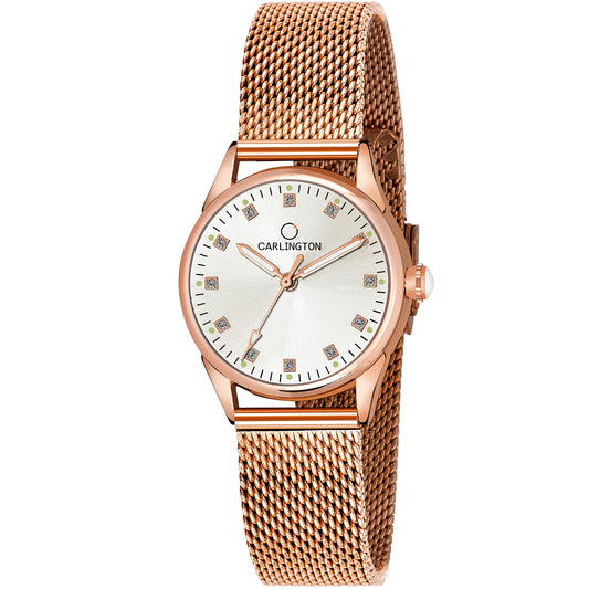 Carlington Metal Women Analog Dial Watch (Multicolour), Gold Band