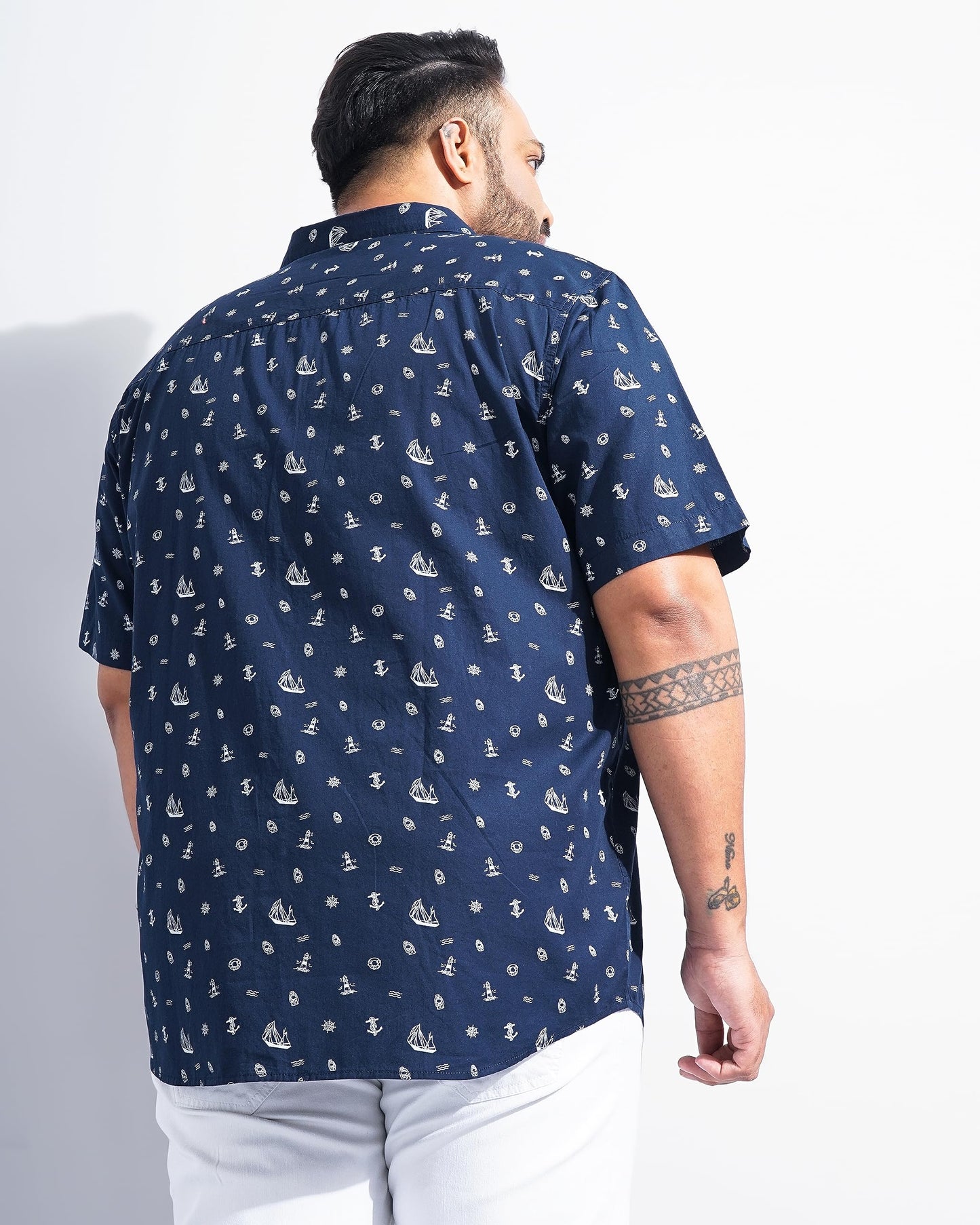Hardsoda Men Plus Size Navy Quirky Printed Casual Shirt