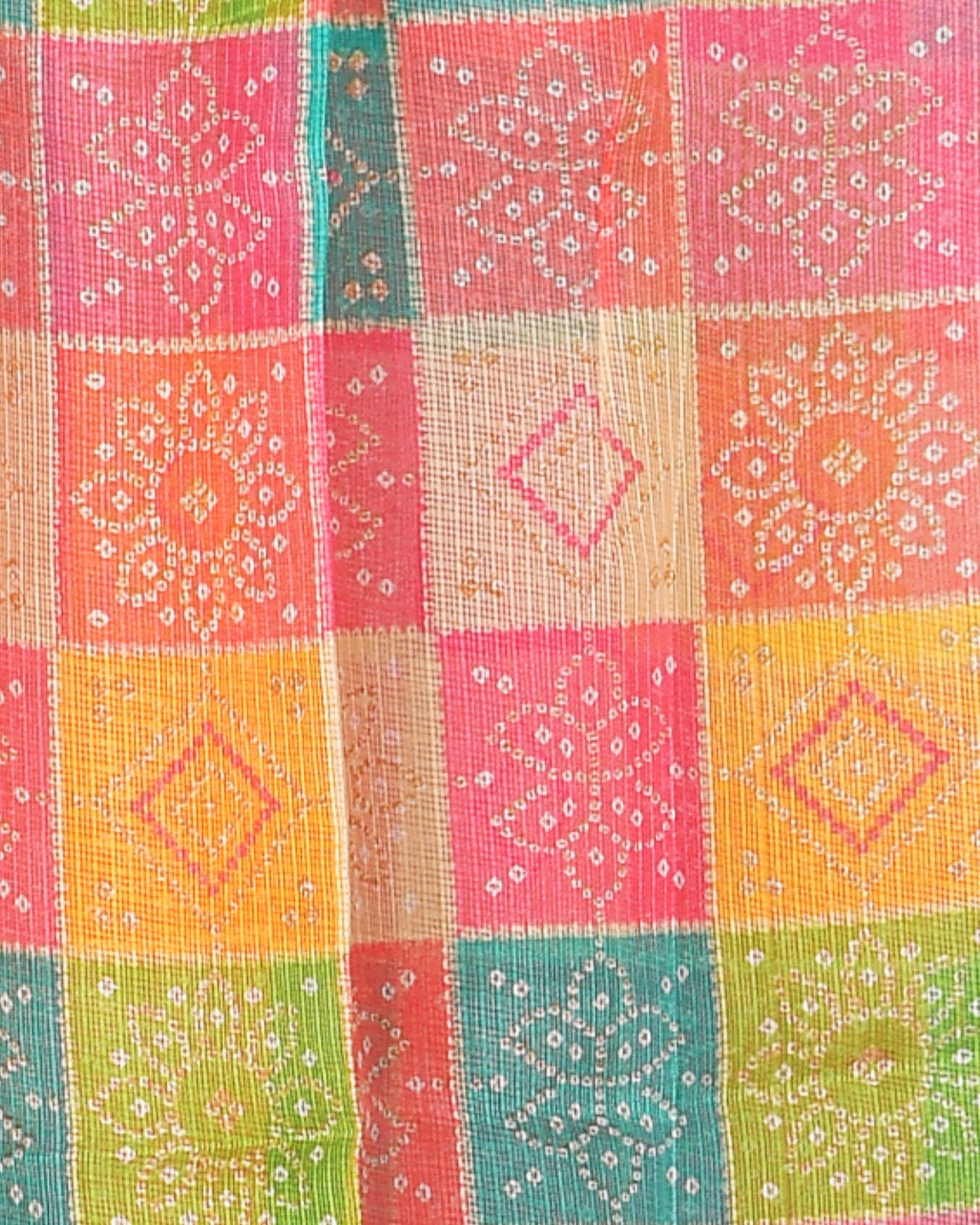 POISED Rajasthani Multicoloured Kota Doria Cotton Dupatta For Women's| Bandhani Pattern Designer Chunni With Tassels On Sides| Perfect For Festivals| (Pink), Free Size