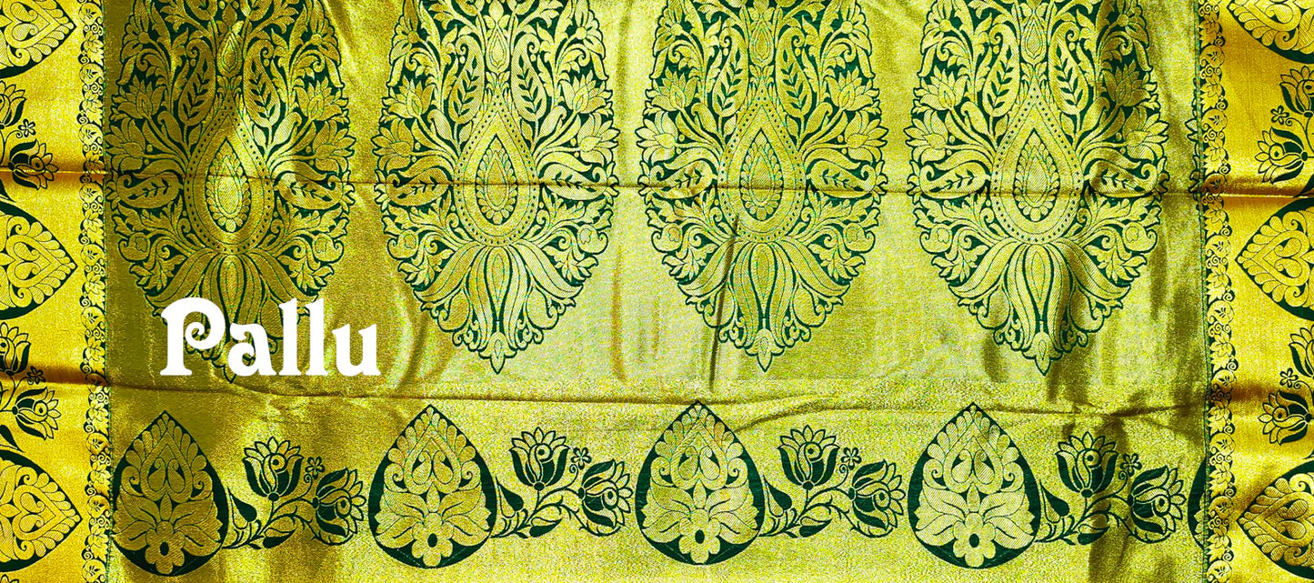 VFCollections Women's Kanchipuram Silk Pure Pattu Sarees With Blouse (VFC112-3)