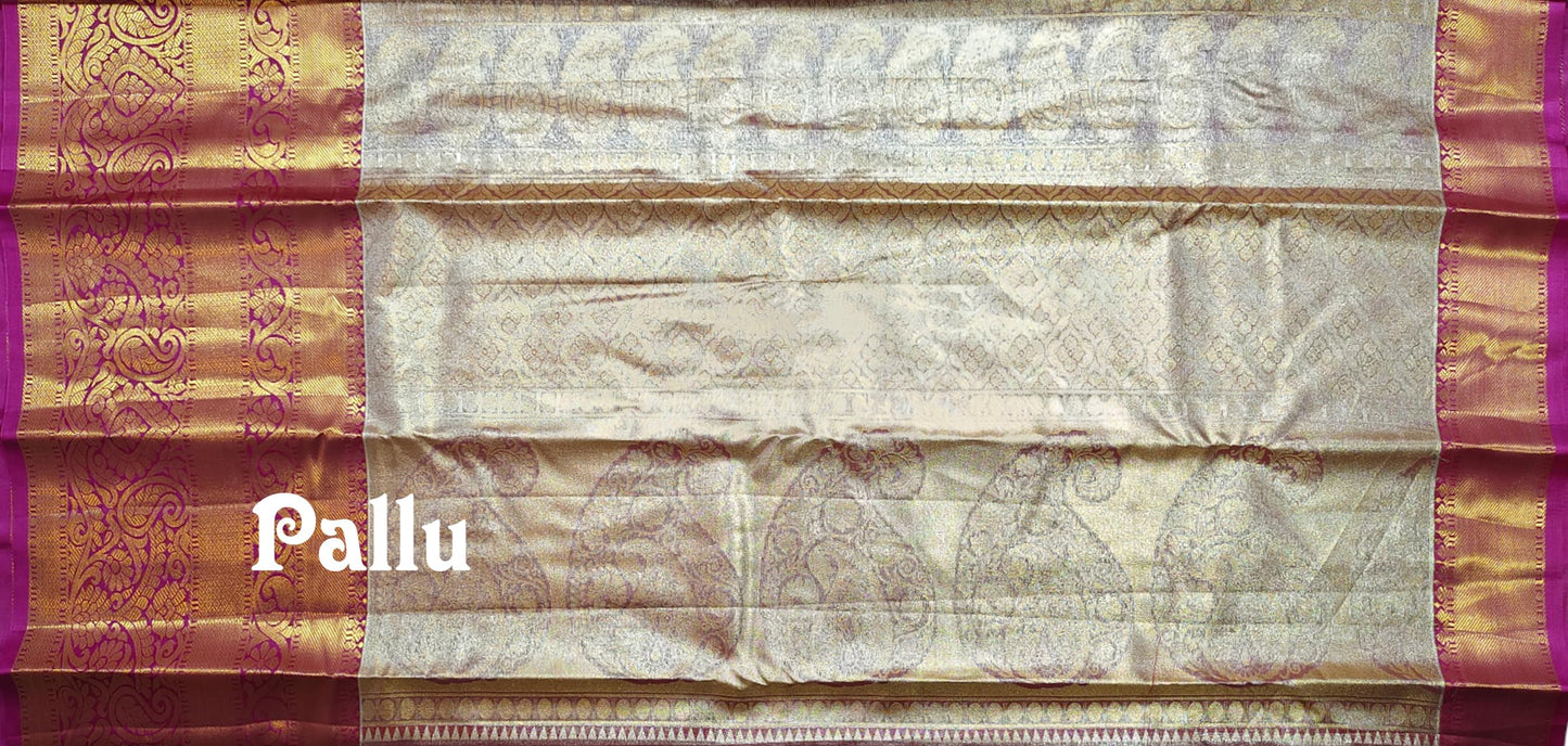 VFCollections Women's Kanchipuram Silk Pure Pattu Sarees With Blouse (VFC562-2)