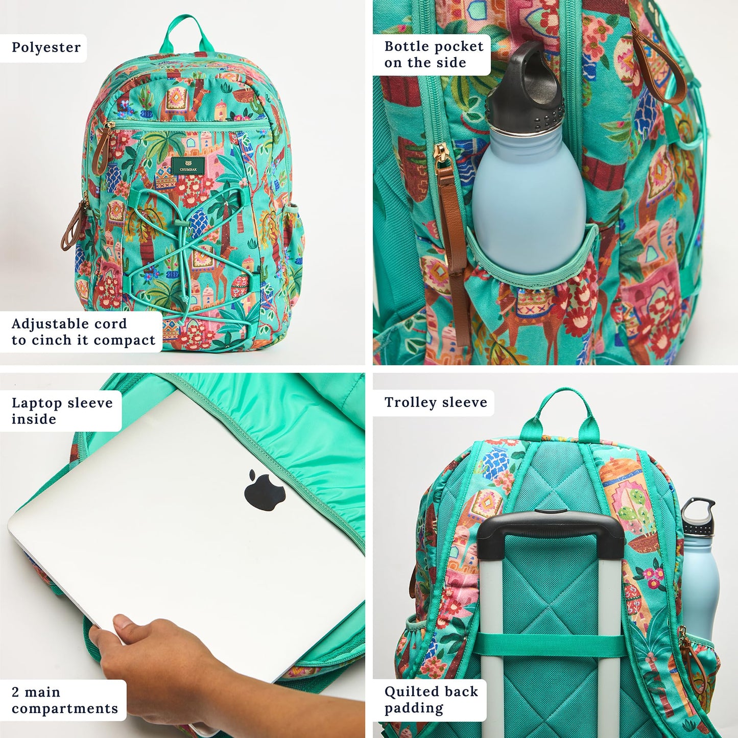 Chumbak Trek Backpack - Jaipurscape, Digital Nomad, Stylish Travel Bag, Sturdy & Spacious, Printed Office Bag for Women, Laptop Office Bag, Trek and Vacation Bag