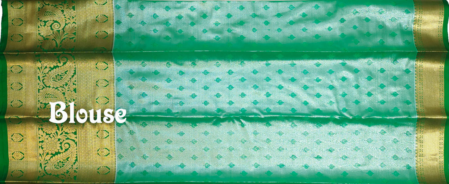 VFCollections Women's Kanchipuram Silk Pure Pattu Sarees With Blouse (VFC517-6)