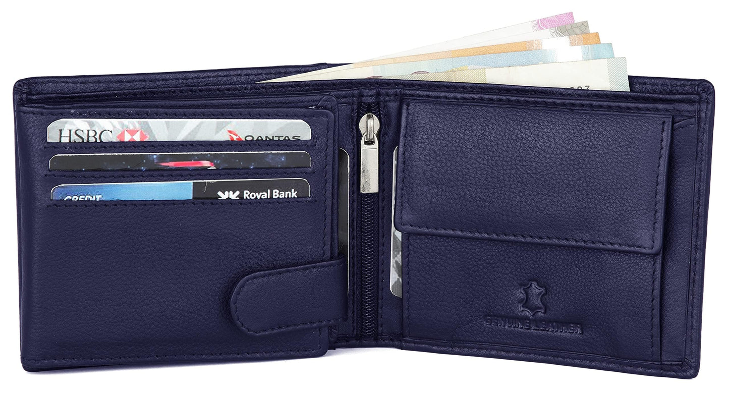 WildHorn Rakhi Gift Set for Brother - Premium Men's Combo | Gift Set of Leather Wallet & Belt & Rakhi with an Unique Slider Gift Box for Brother (Blue PDM)