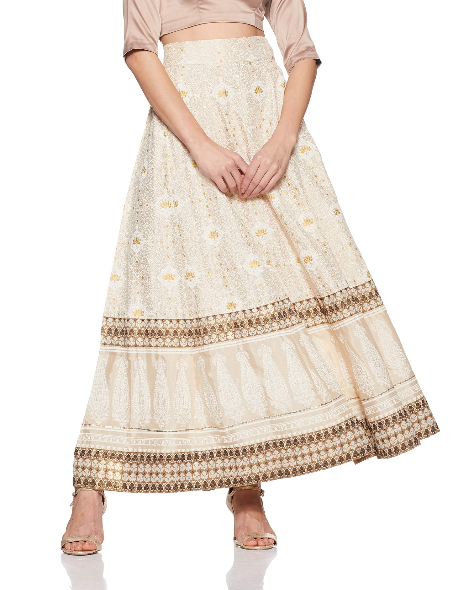 W for Women Rayon Full Skirt Off-White