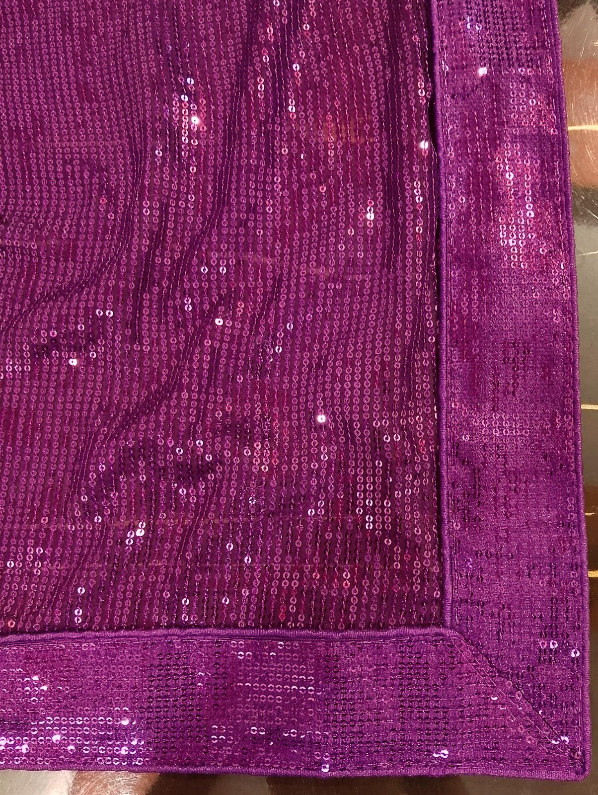 SHYAMLATA Women's latest Heavy Sequence Work Georgette Sarees For Women Wedding Party Collection With Blouse Piece (purple)