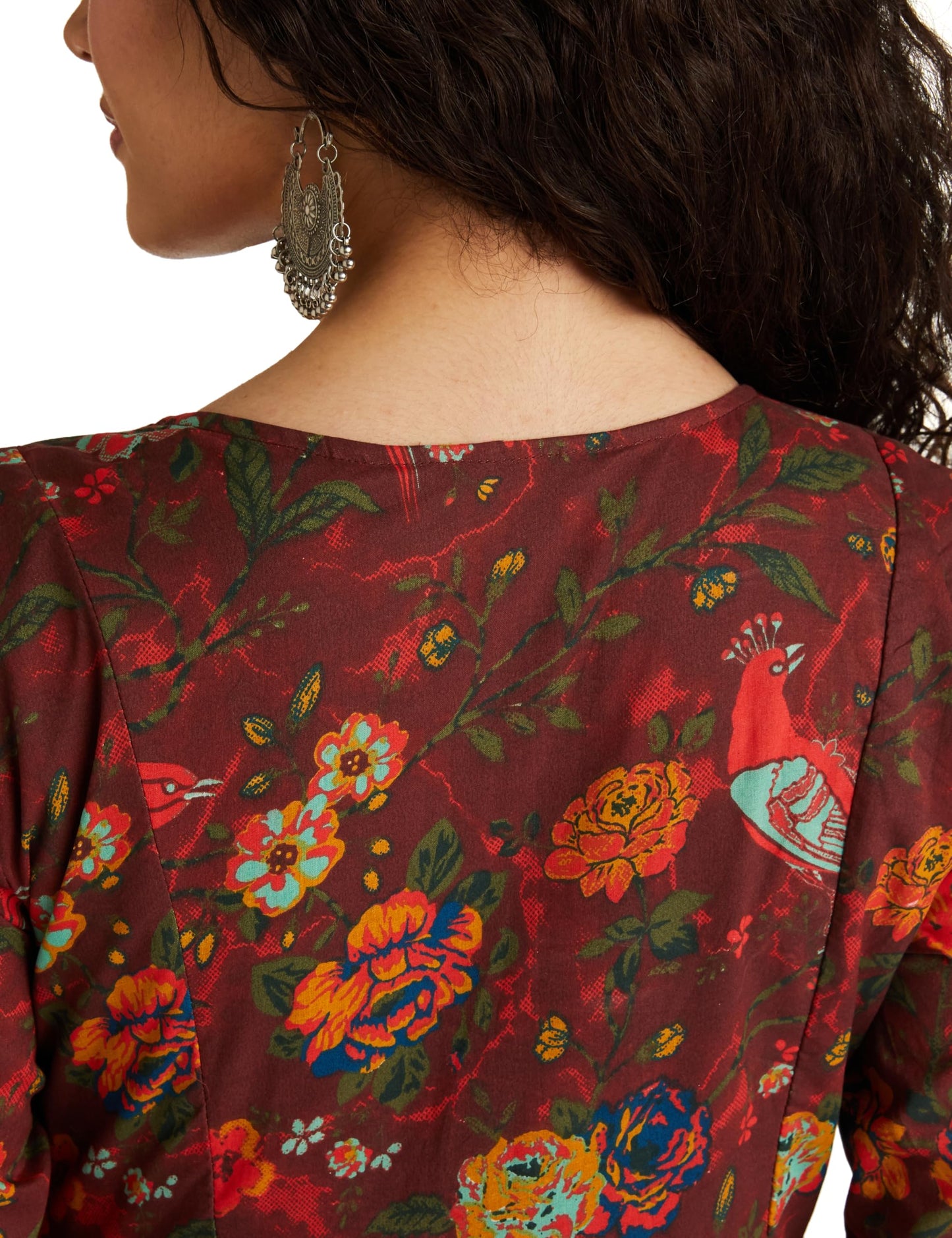 BIBA Women Printed Flared Mix and Match Ankle Length Fit and Flare Dress (Fusassorted1303E_Maroon_38)