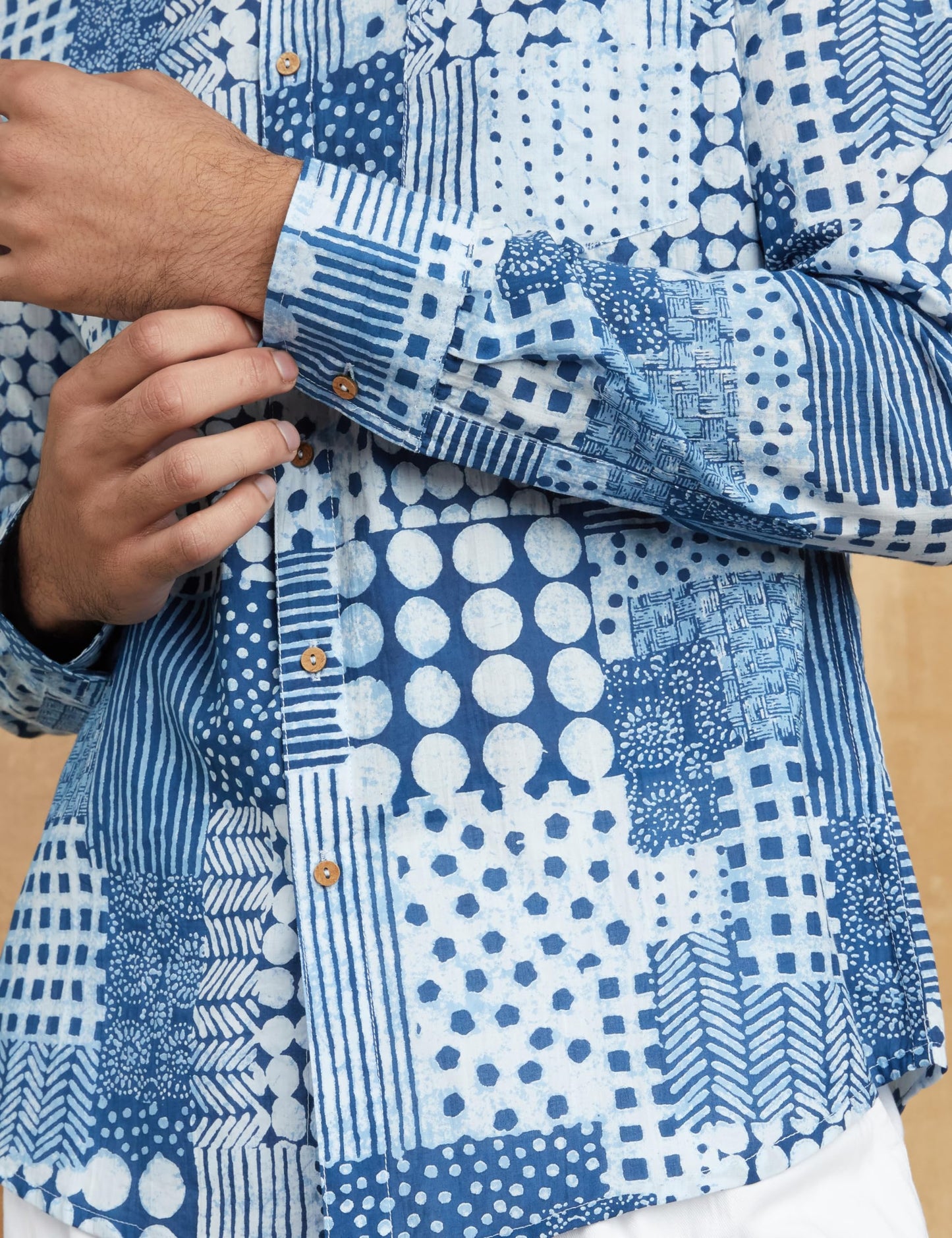 Amazon Brand - Symbol Men's Regular Fit Cotton Ethnic Shirt Indigo 2XL