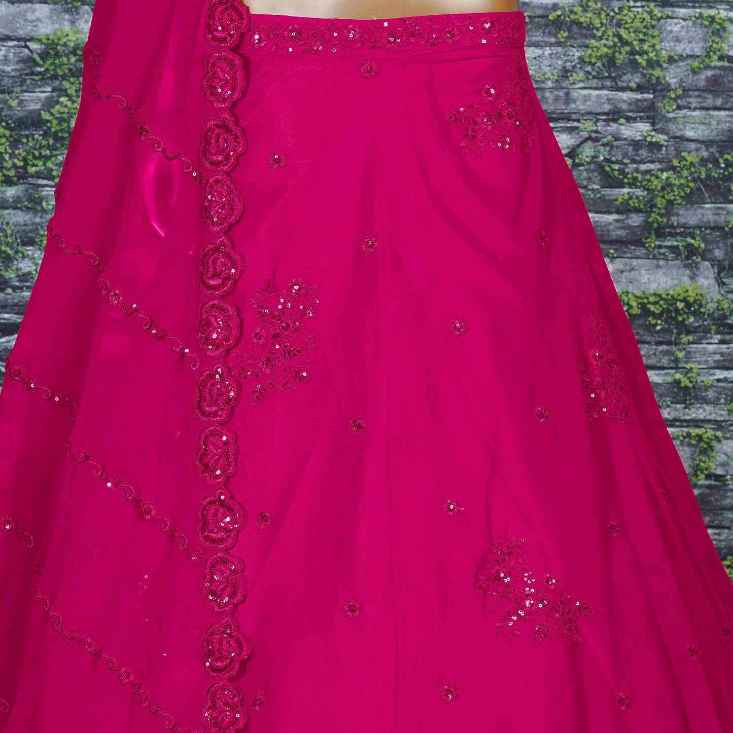 Zeel Clothing Women's Georgette Semi stitched Lehenga Choli (7060-Pink_Pink_Free Size)