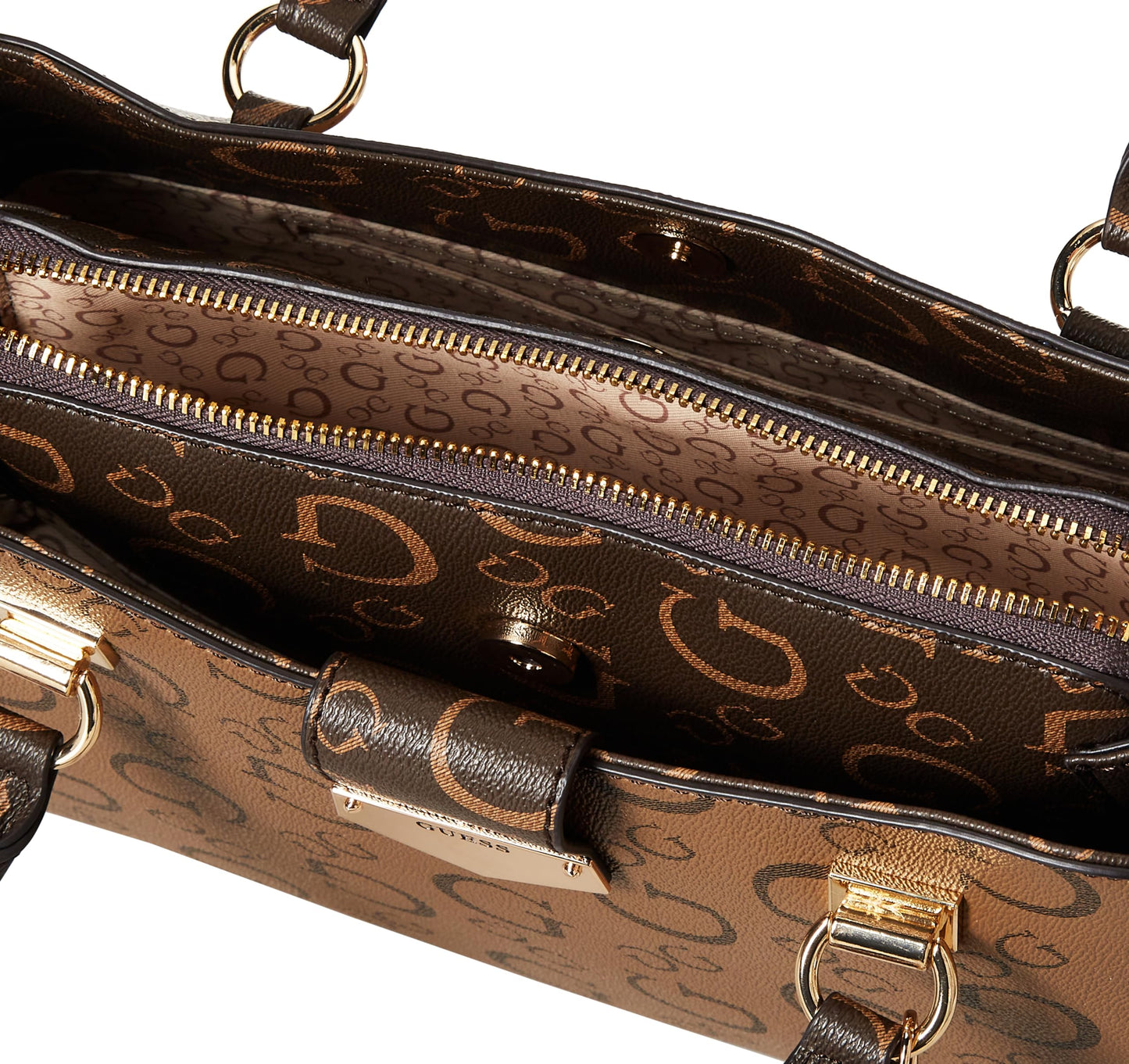 GUESS Women's Brown Printed Satchel Bag| Ladies Purse Handbags | Gift For Ladies