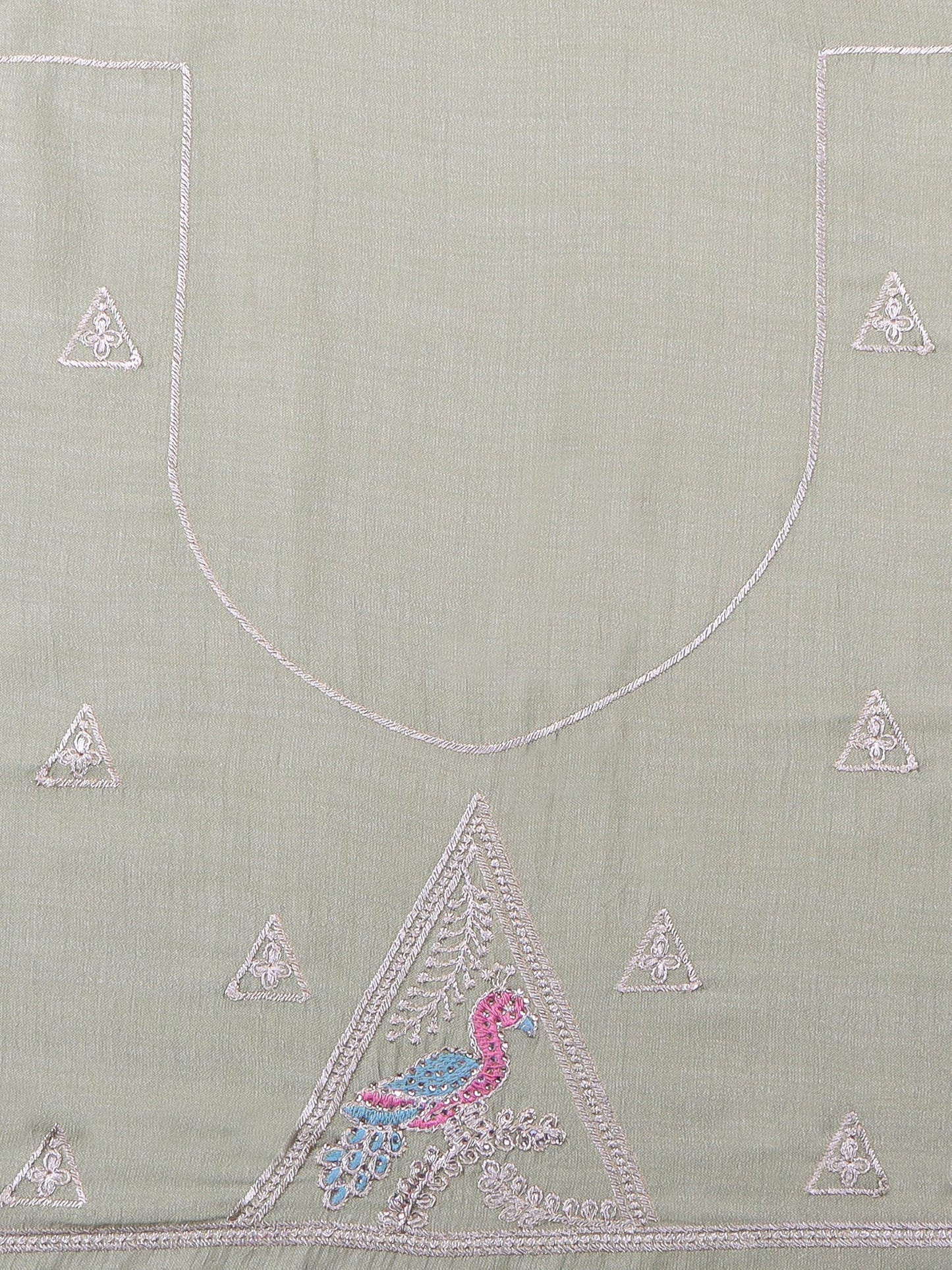 MOHEY Women's Chinon Printed, Stone Work, Thread Work, Zari Saree with Blouse Piece(Pink)