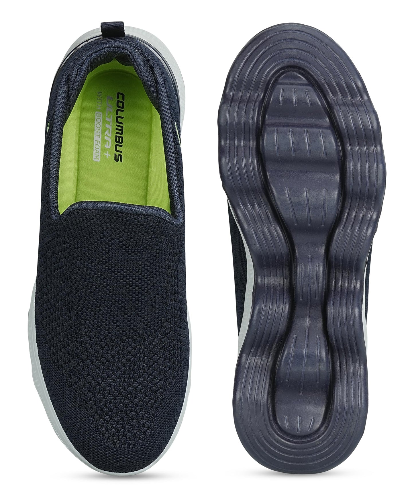 Columbus MASSAGER-01 Sports Shoes - Running Shoes|Walking Shoes| Training & Gym Shoe | Outdoors Shoe for Men (Navy & Fluorescent Green),UK-7
