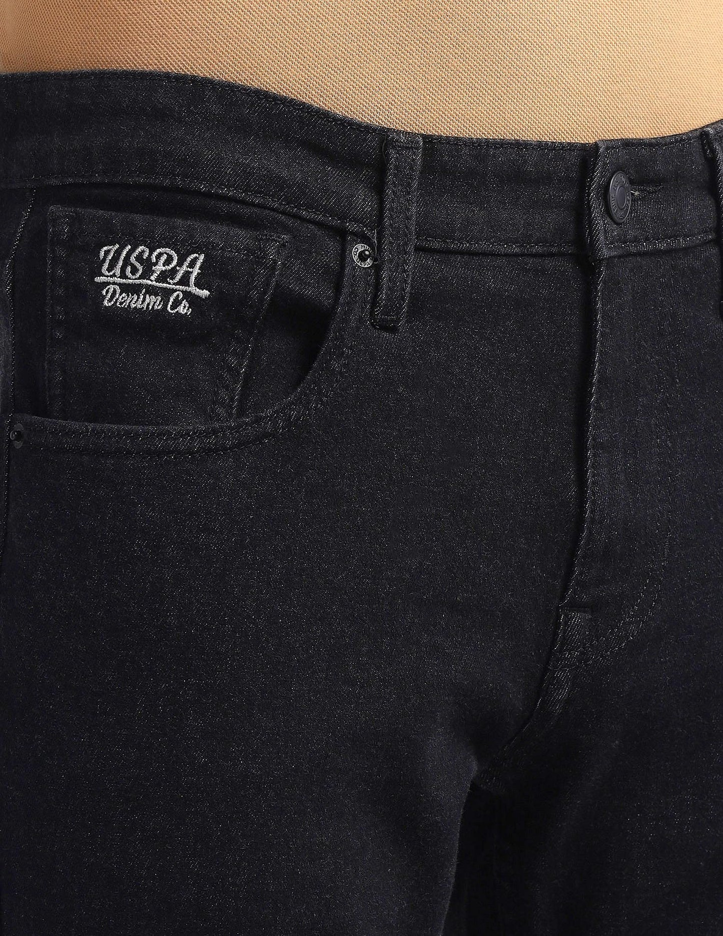 U.S. POLO ASSN. Men's Brandon Slim Tapered Fit Mid Rise Jeans (UDJENO1811_Black_32)