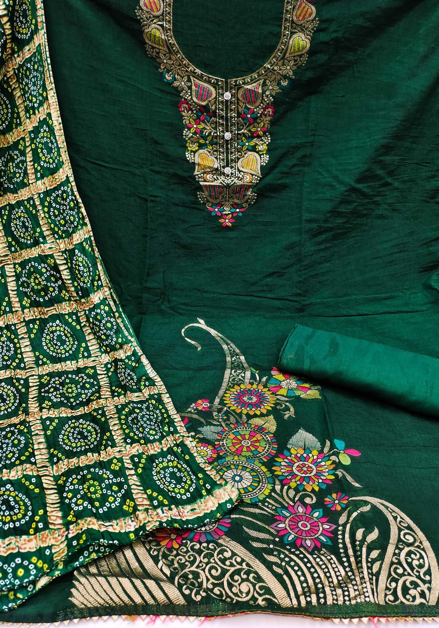 Pandadi Saree Women's Banarasi Silk Meenakari Work Unstitched Dress Material