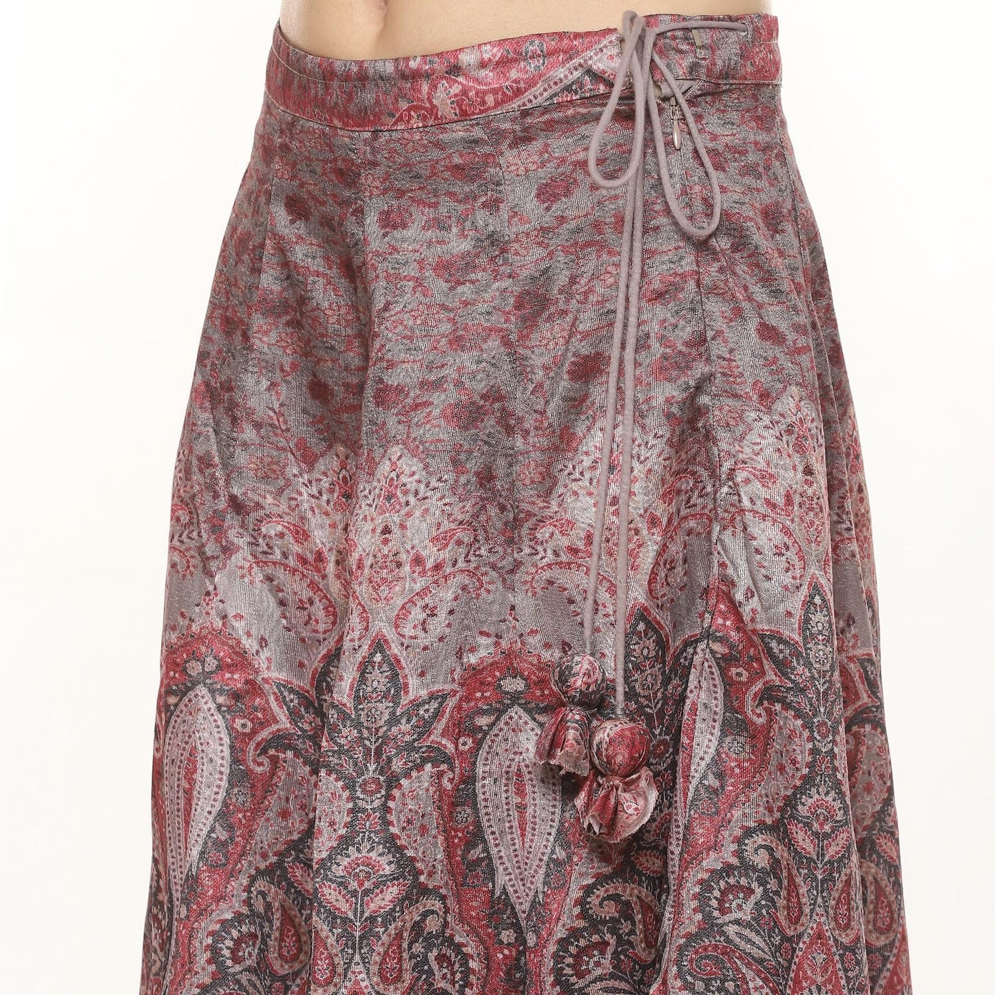 BIBA Women Printed Cotton Blend Readymade Lehenga Set (Skirt Se2190_Coffee_40)