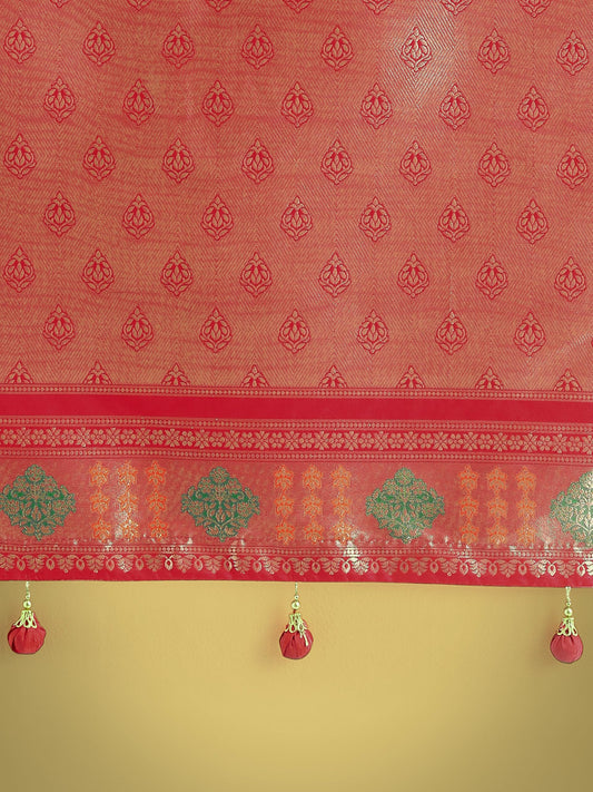 Monjolika Fashion Women's Elegant Banarasi Silk Saree With Gold Zari Weaving Work Comes with Unstitched Blouse Piece(14400_Color)