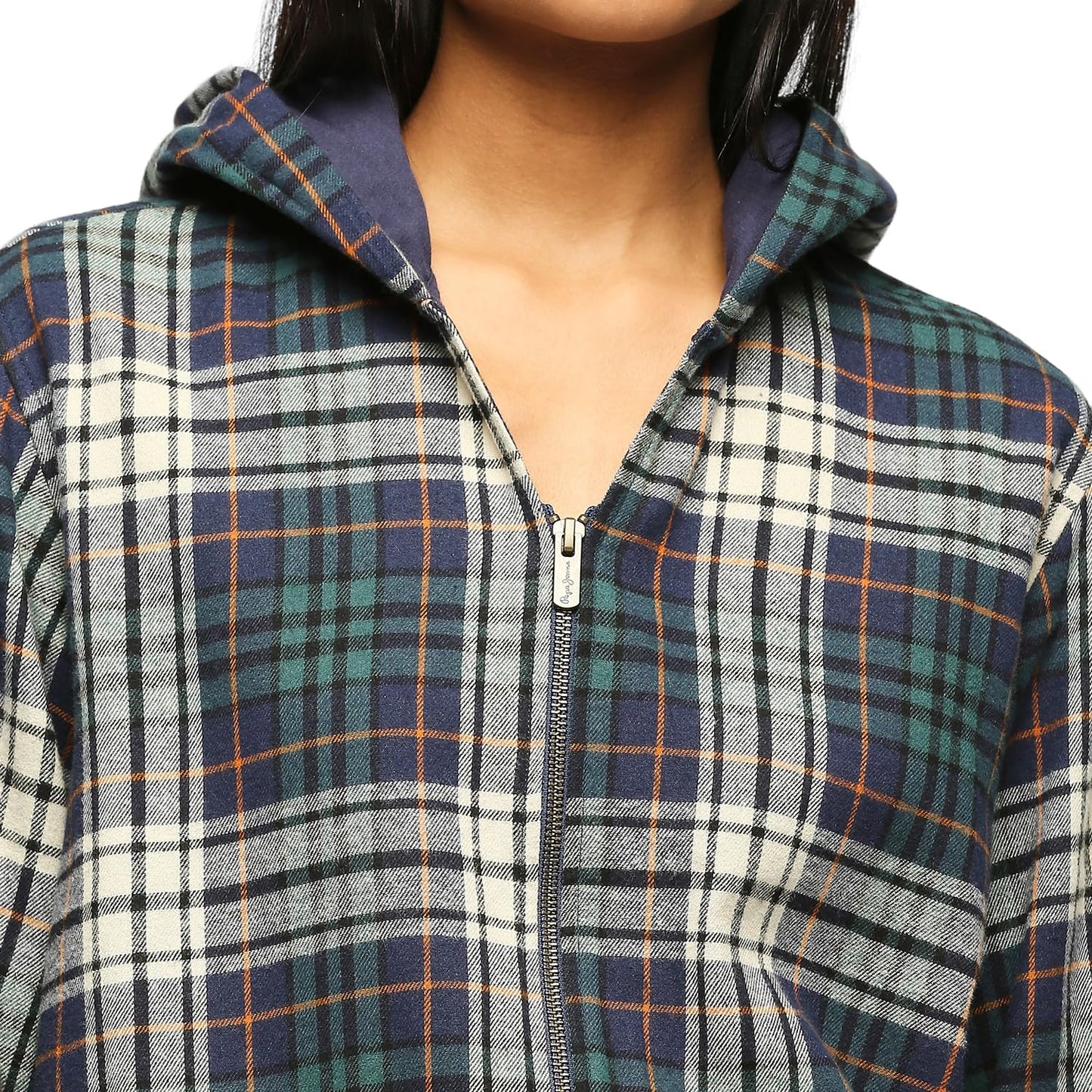 Pepe Jeans Women's Checkered Relaxed Fit Shirt (PL304787_Green_Multicolour