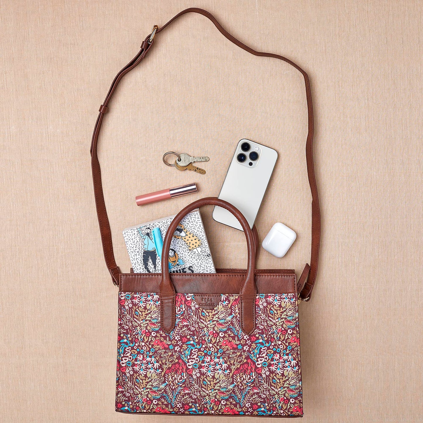 TEAL BY CHUMBAK Office Tote Bag for Women | Stylish Shoulder Bags for College | Professional Canvas Tote Bag | Laptop-Friendly College Bag