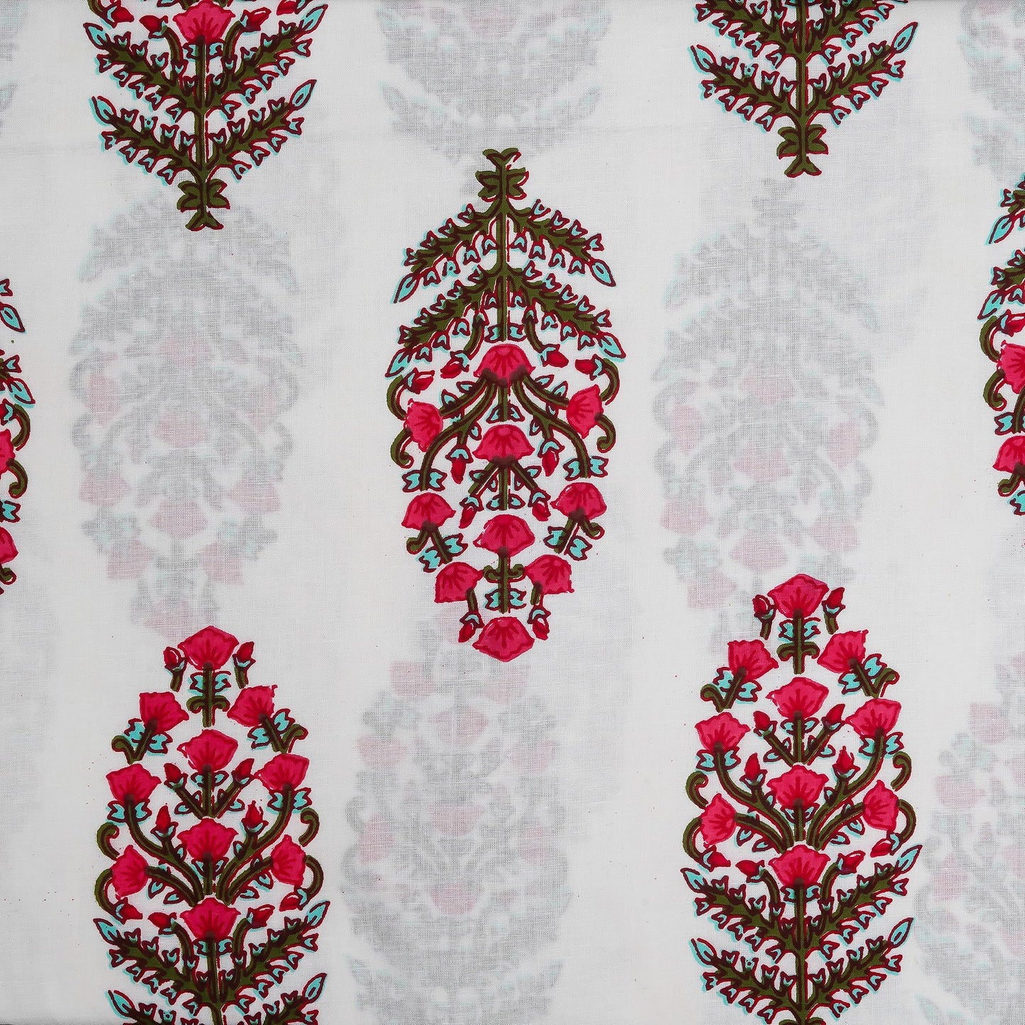 Kwatchi Kwathi Woman's & Girls White Red Floral Printed Unstitched Pure Cotton Suit & Dress Material