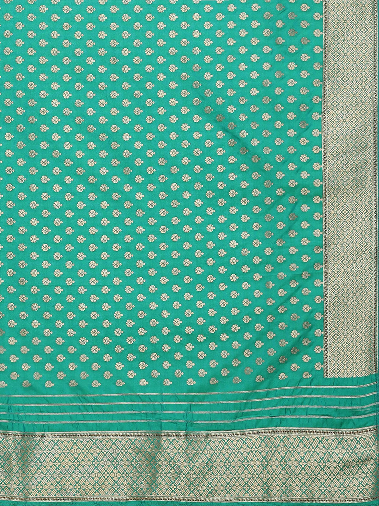MOHEY Women's Saree, All Over Jaal, Border Saree with Blouse Piece, Traditional Womens Saree, Art Silk (Green)