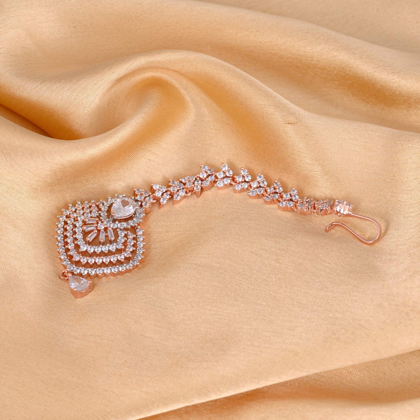 Saraf RS Jewellery-Beautiful shaped Maang Tikka AD studded Rose for Women & Girls