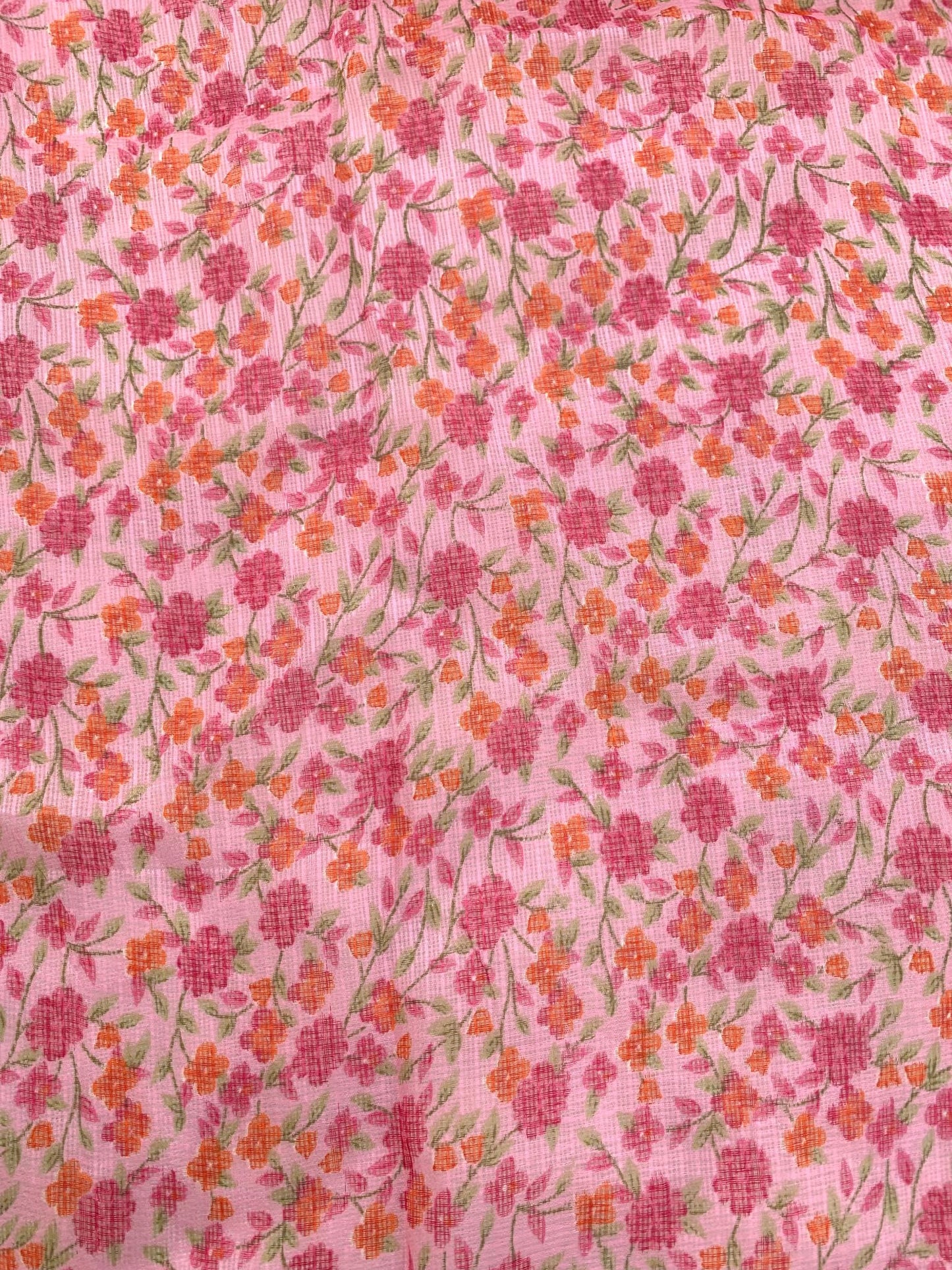 AKSHADEEP Rajasthani Women's Poly Winter Pink Floral Print Kota Doria Checkered Dupatta