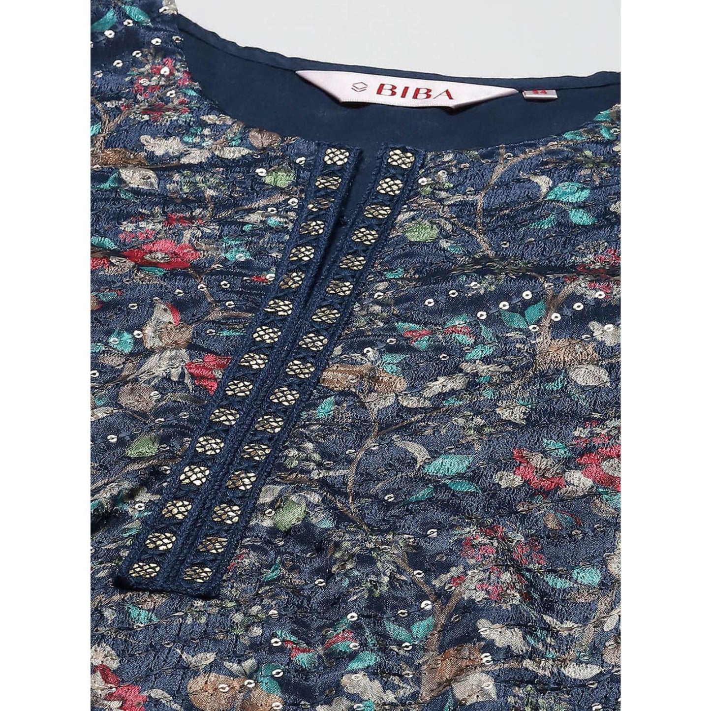 BIBA Women Polyester Floral Straight Embroidered Suit Set