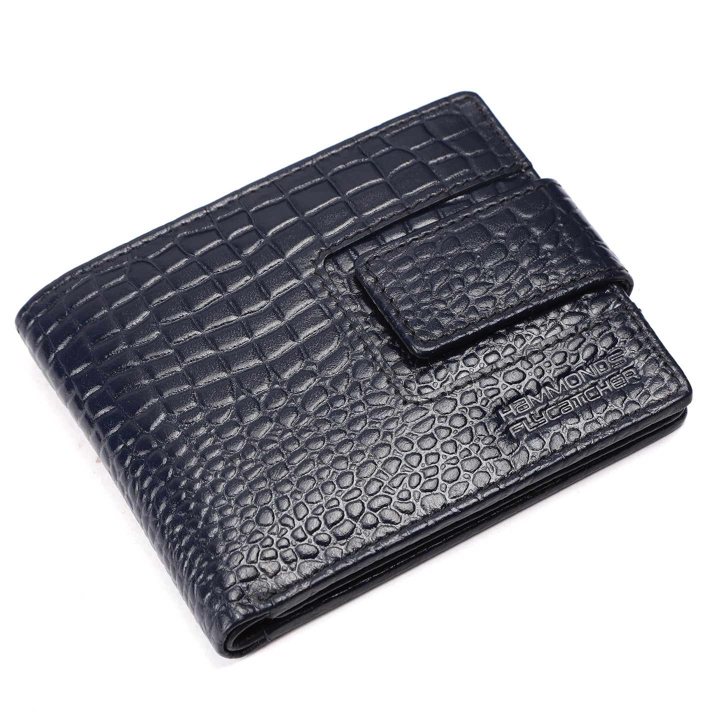 HAMMONDS FLYCATCHER RFID Wallet for Men Leather Original, Mens Wallet, Leather Wallets for Men Stylish, Bi-Fold Wallets for Man, 6 Card Slots, 1 ID Slot, Coin Pocket, Gift for Mens - Croc Blue
