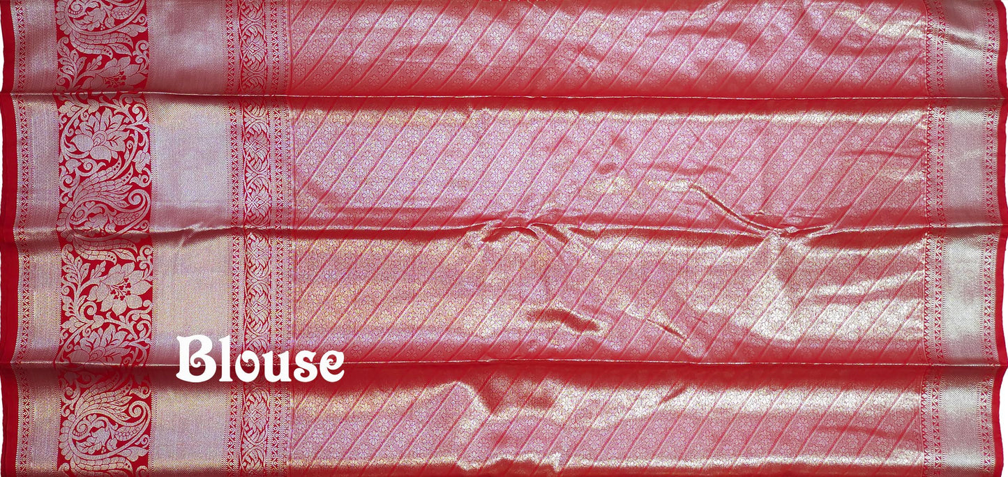 VFCollections Women's Kanchipuram Silk Pure Pattu Sarees With Blouse (VFC576-1)