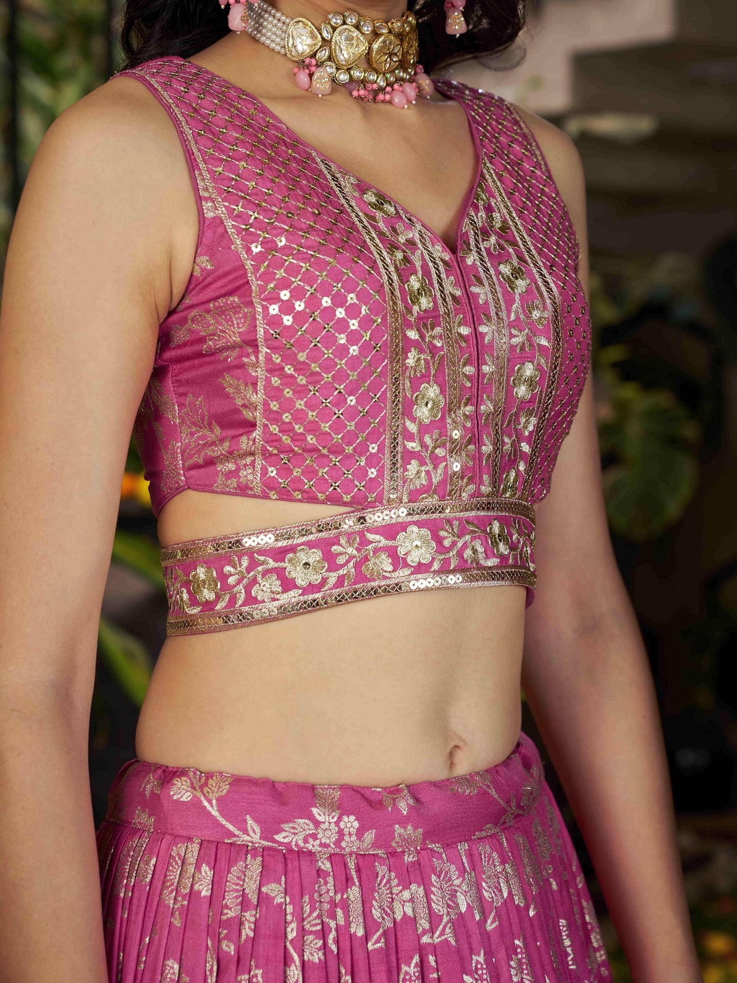 Zeel Clothing Women's Sequins Zari Embroidered Dola Silk Jacquard Lehenga Choli With Dupatta (7100-Women-Lehenga-Choli-Latest, Free size) (Pink)
